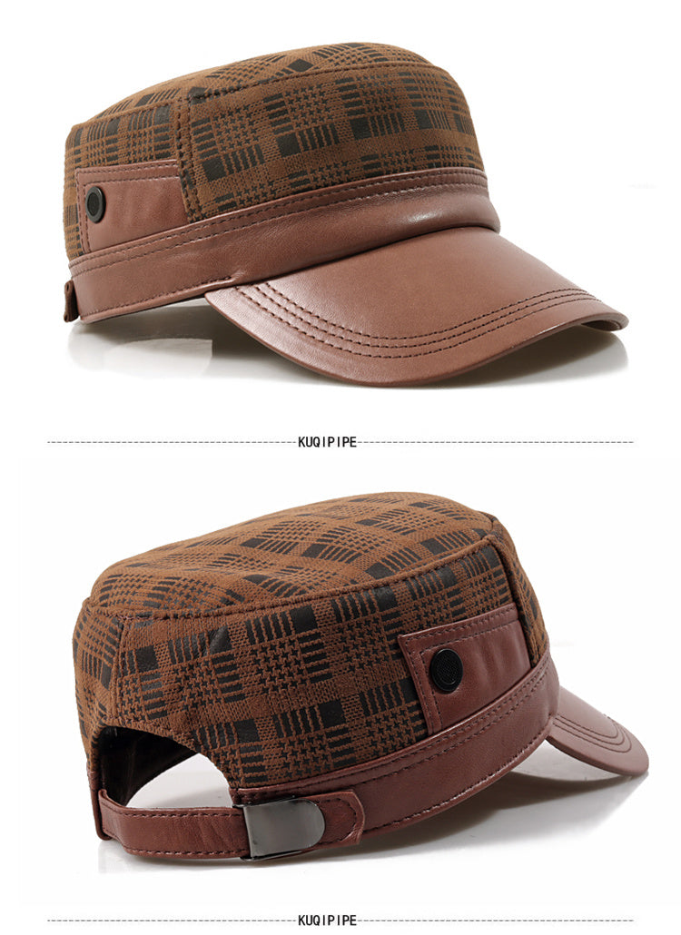 flat-top men's sheepskin newsboy cap, view 3 - MRSLM