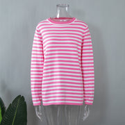 round neck knitted striped sweater, view 9 - MRSLM