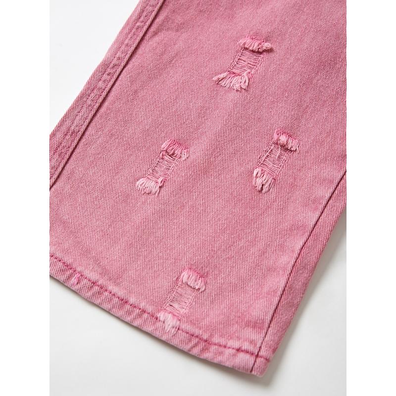 pink high waist wide leg jeans, view 8 - MRSLM