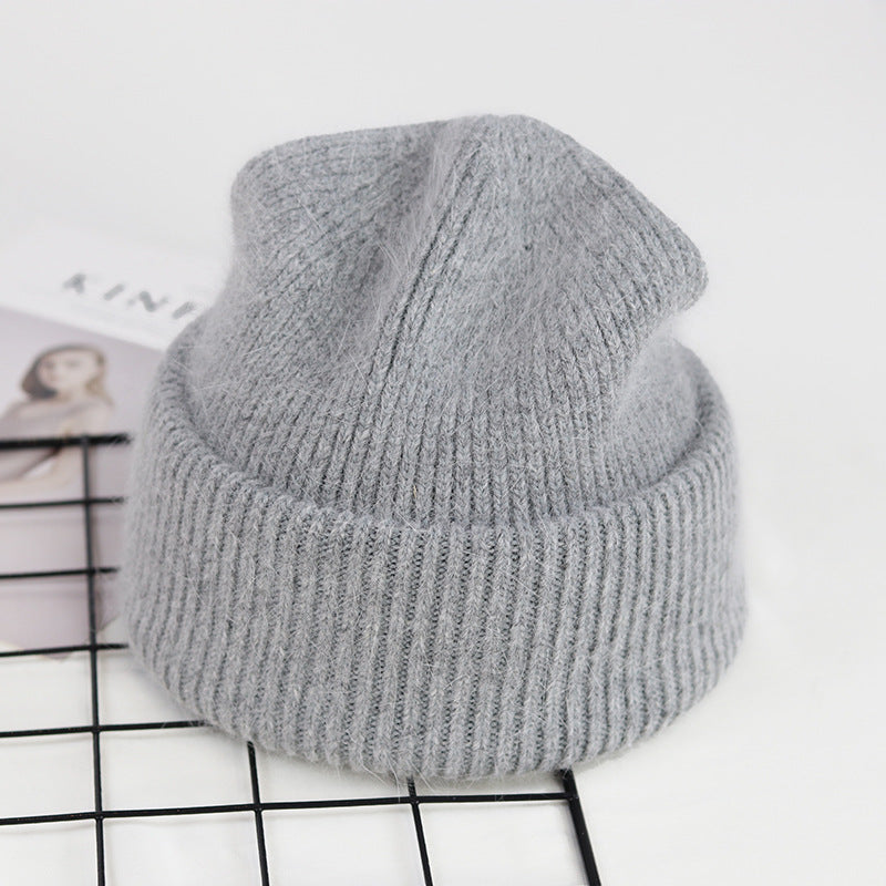 Unisex Real Rabbit Fur Knit Beanie for Men and Women