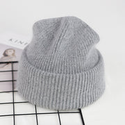 Unisex rabbit fur knit beanie, view 2 - MRSLM