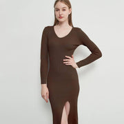 lace-up knitted midi dress, view 9 - MRSLM