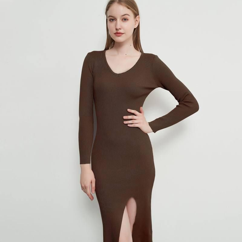 lace-up knitted midi dress, view 9 - MRSLM