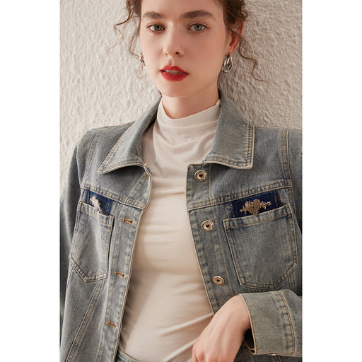retro washed denim jacket, view 2 - MRSLM