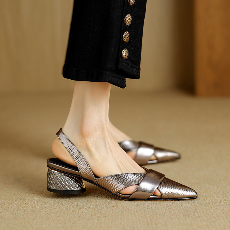 leather pointed toe sandals, view 17 - MRSLM