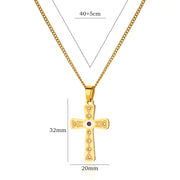 stainless steel cross pendant necklace, view 3 - MRSLM