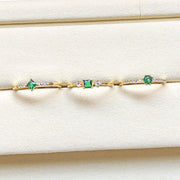 S925 silver adjustable green stone ring - MRSLM