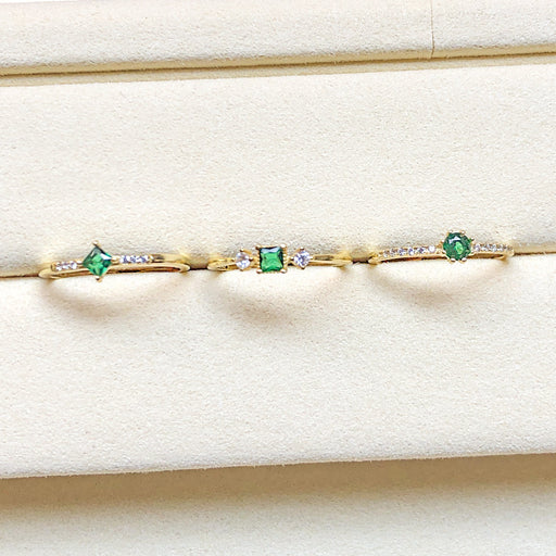 S925 silver adjustable green stone ring - MRSLM