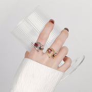 S925 silver red zircon open ring, view 7 - MRSLM