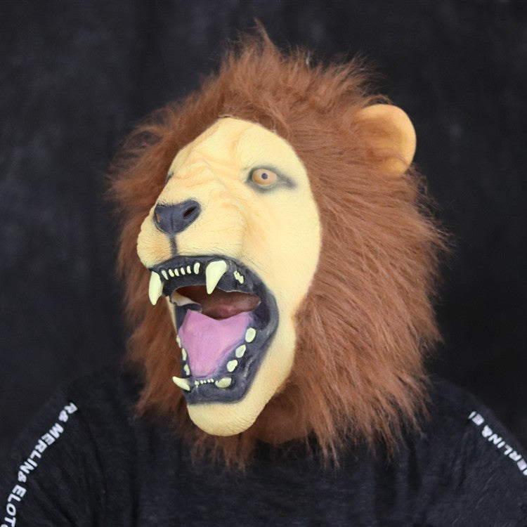 Halloween lion latex party mask, view 4 - MRSLM