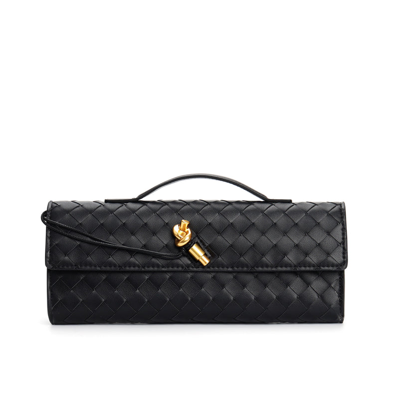 woven leather crossbody clutch bag, view 16 - MRSLM