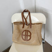 handmade straw knitting tote bag, view 5 - MRSLM