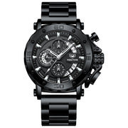 men's heavy steel band luminous quartz watch, view 3 - MRSLM