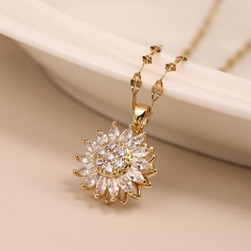 sunflower chain necklace, view 3 - MRSLM