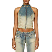 Backless denim halter vest, view 2 - MRSLM