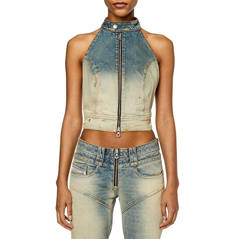 Backless denim halter vest, view 2 - MRSLM