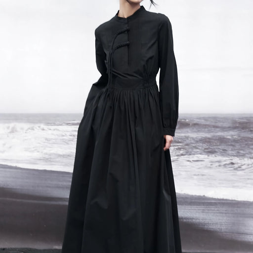 women's black a-line shirt dress - MRSLM