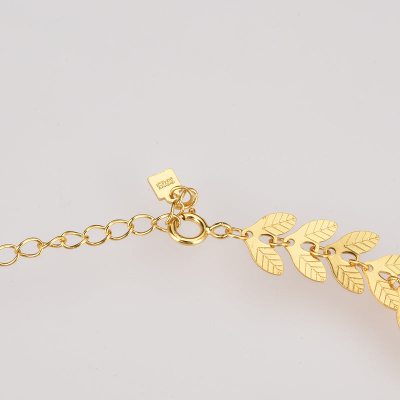 925 Sterling Silver Handmade Leaf Buckle Bracelet