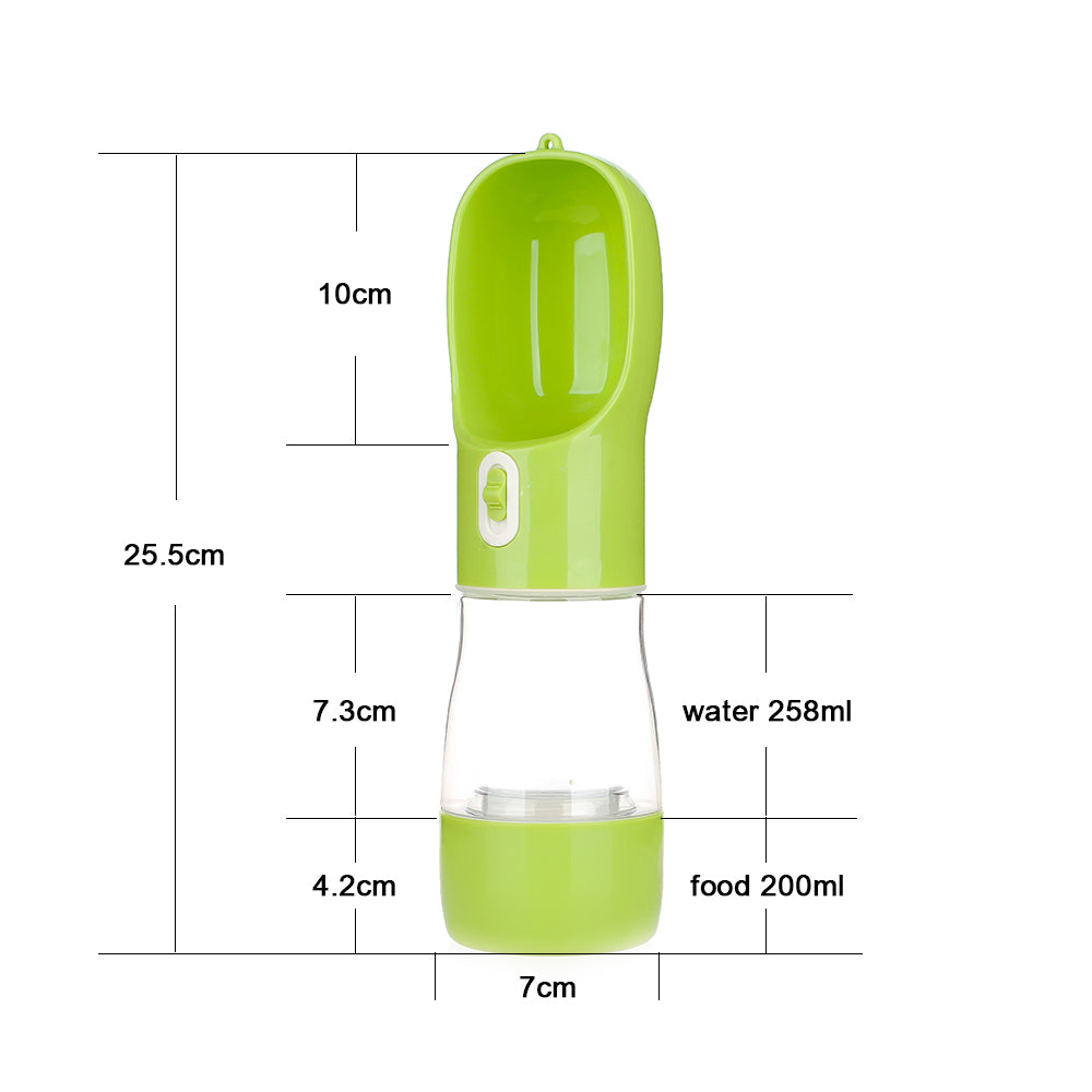 Portable Pet Water Bottle with Integrated Food Bowl