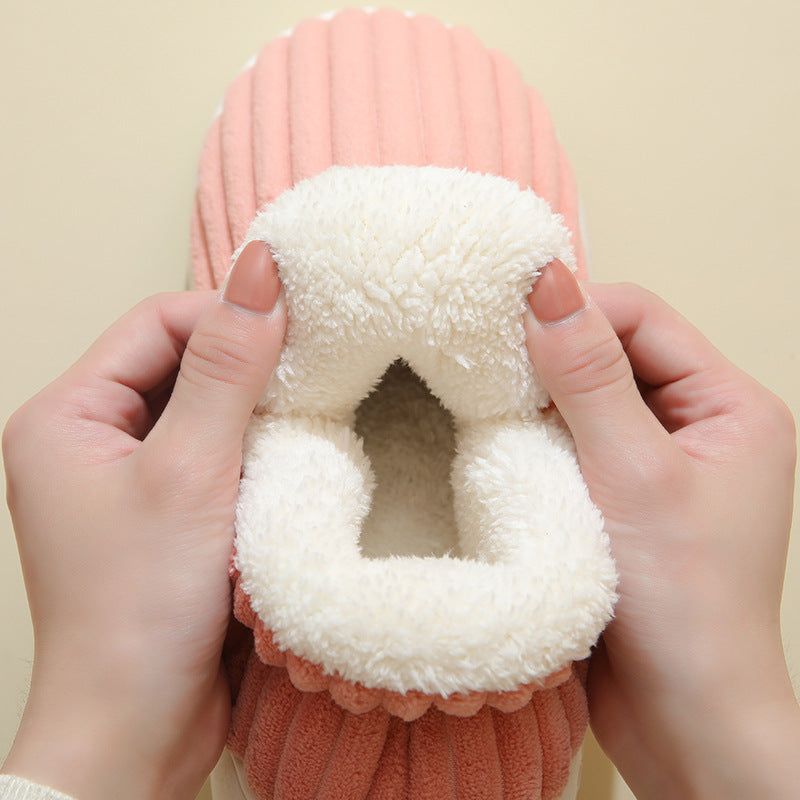 Striped plush couples house slippers, view 8 - MRSLM