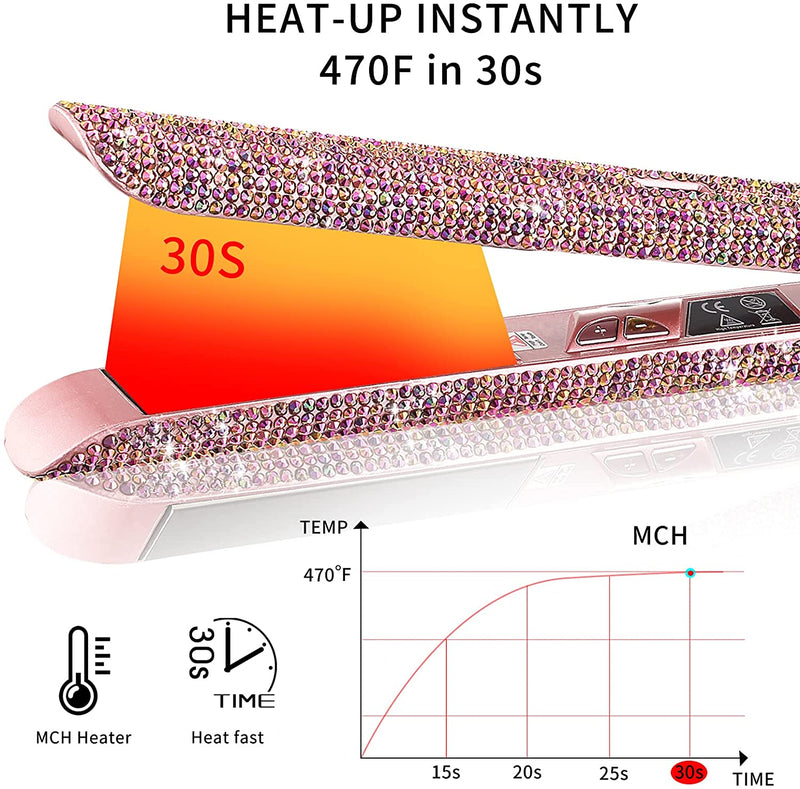 rhinestone ceramic flat iron, view 8 - MRSLM