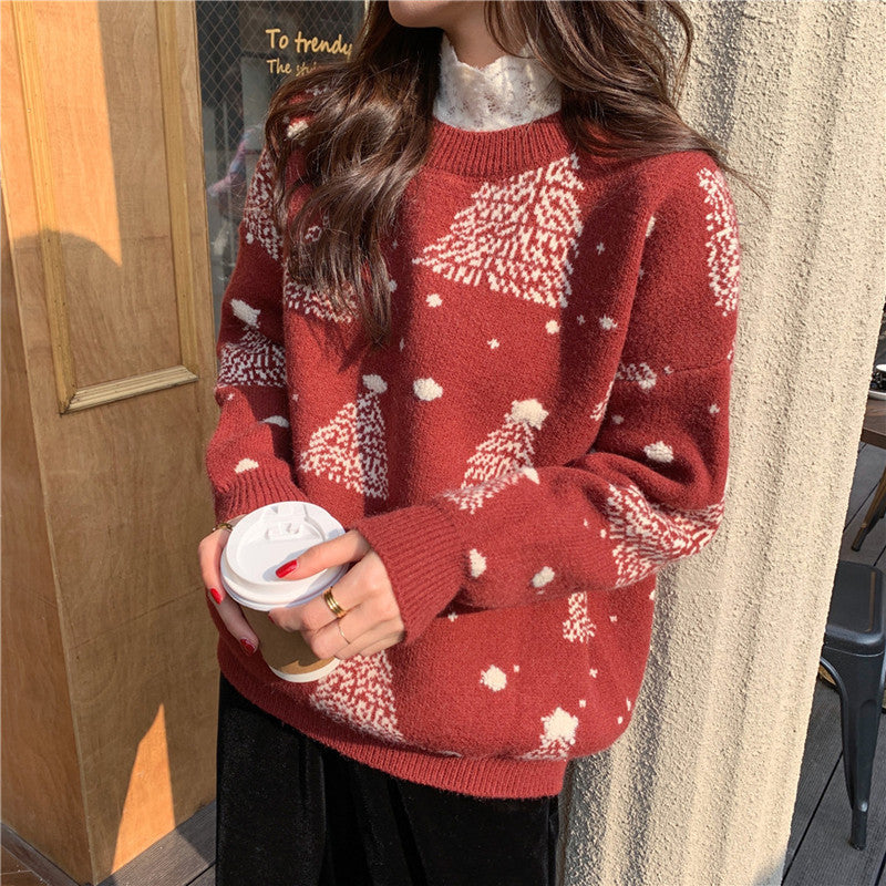Women's Christmas tree jacquard sweater - MRSLM