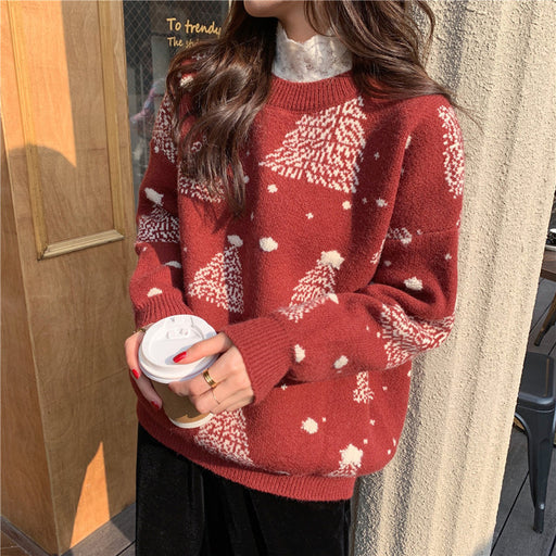 Women's Christmas tree jacquard sweater - MRSLM