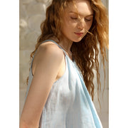 blue striped linen halter crop top, view 5 - MRSLM