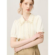embroidered polo-neck blouse, view 5 - MRSLM