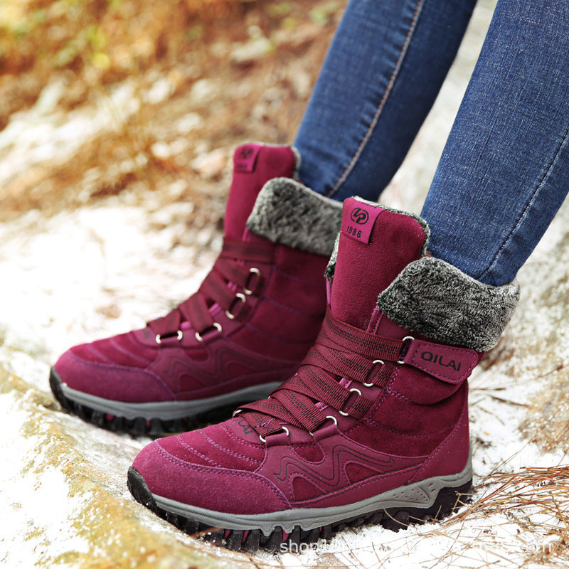 Women's velvet-lined lace-up ankle boots, view 3 - MRSLM