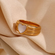 18k gold plated striped heart ring, view 6 - MRSLM