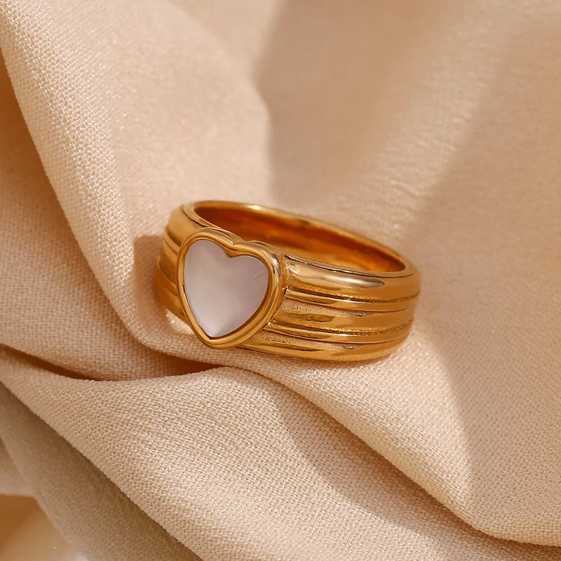 18k gold plated striped heart ring, view 6 - MRSLM