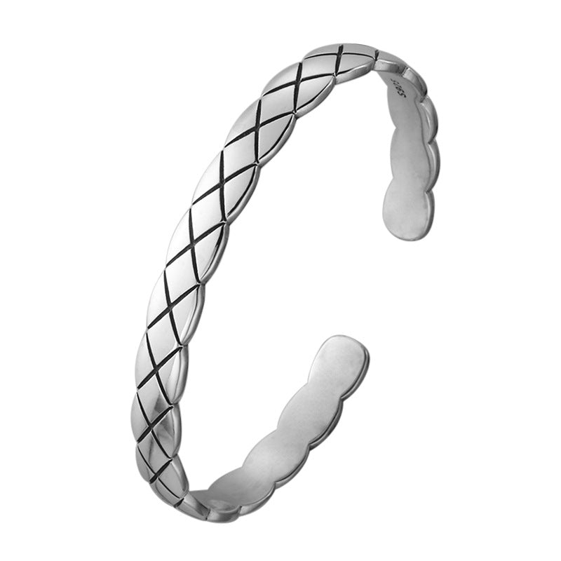 retro sterling silver bangle, view 5 - MRSLM