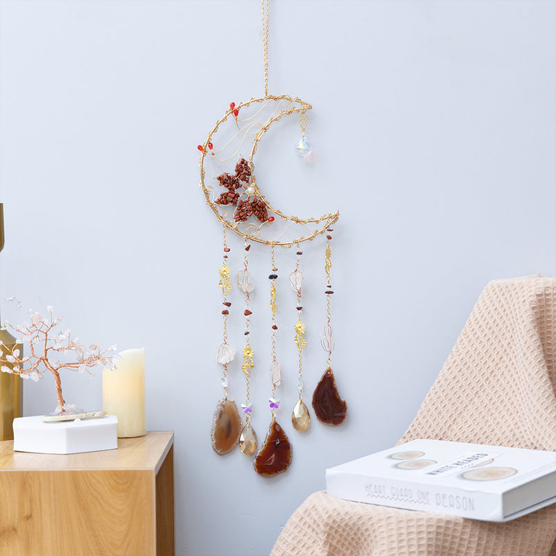natural agate crystal dream catcher pendant, view 17 - MRSLM