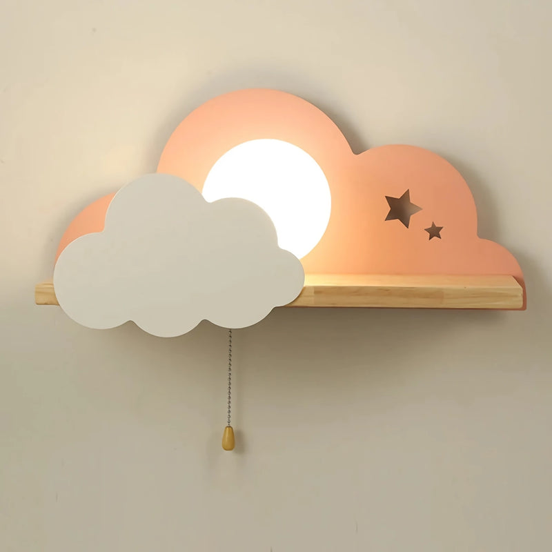 cloud and moon wall lamp with pull switch - MRSLM