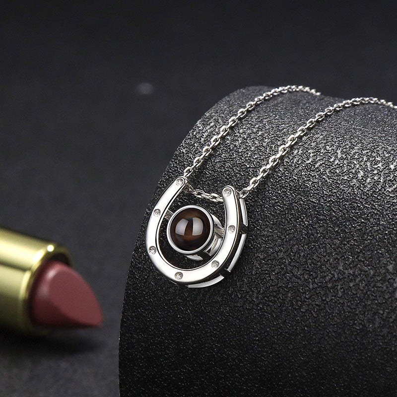 s925 silver horseshoe necklace, view 3 - MRSLM
