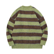 Women's green striped knit cardigan, view 5 - MRSLM