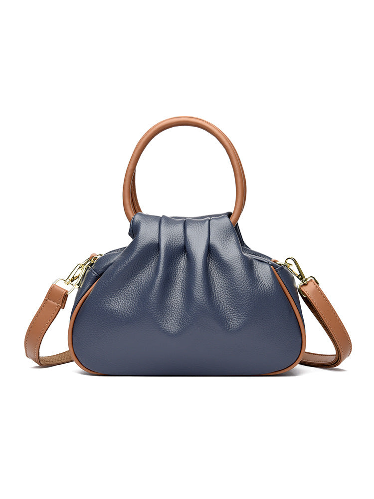 large pleated leather crossbody bag, view 6 - MRSLM