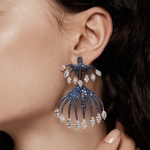 zircon jellyfish tassel earrings - MRSLM