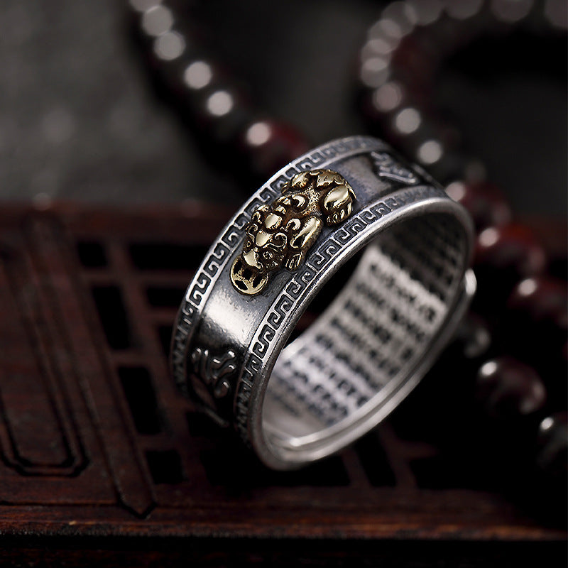 sterling silver heart sutra ring, view 2 - MRSLM