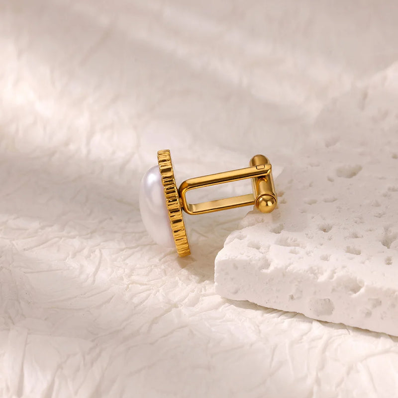 Pearl cufflinks for men, view 6 - MRSLM