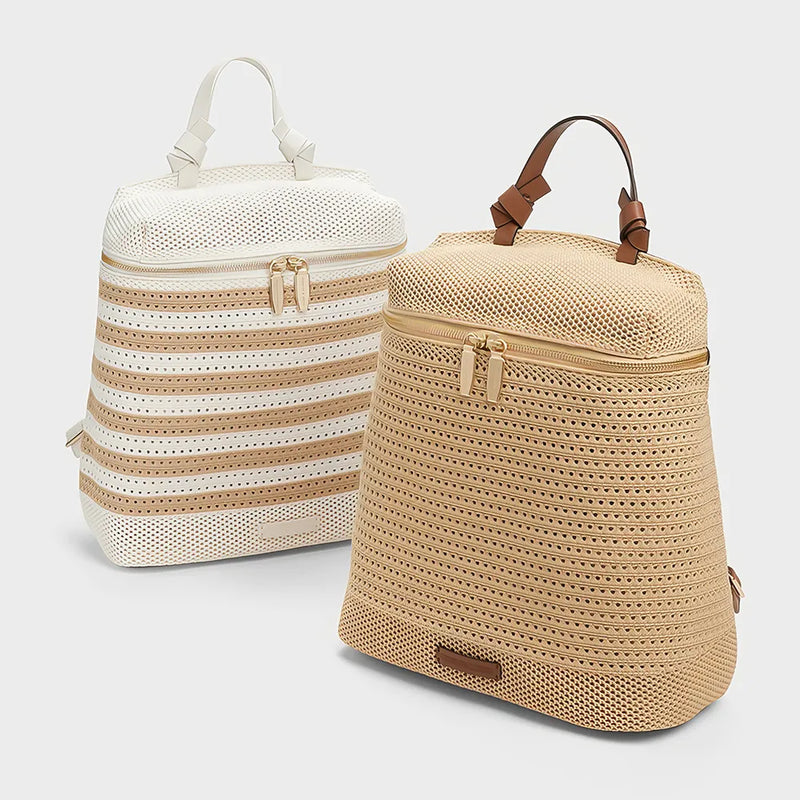 woven hollow-out denim backpack, view 4 - MRSLM