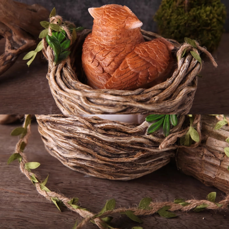 owl in nest resin sculpture, view 6 - MRSLM
