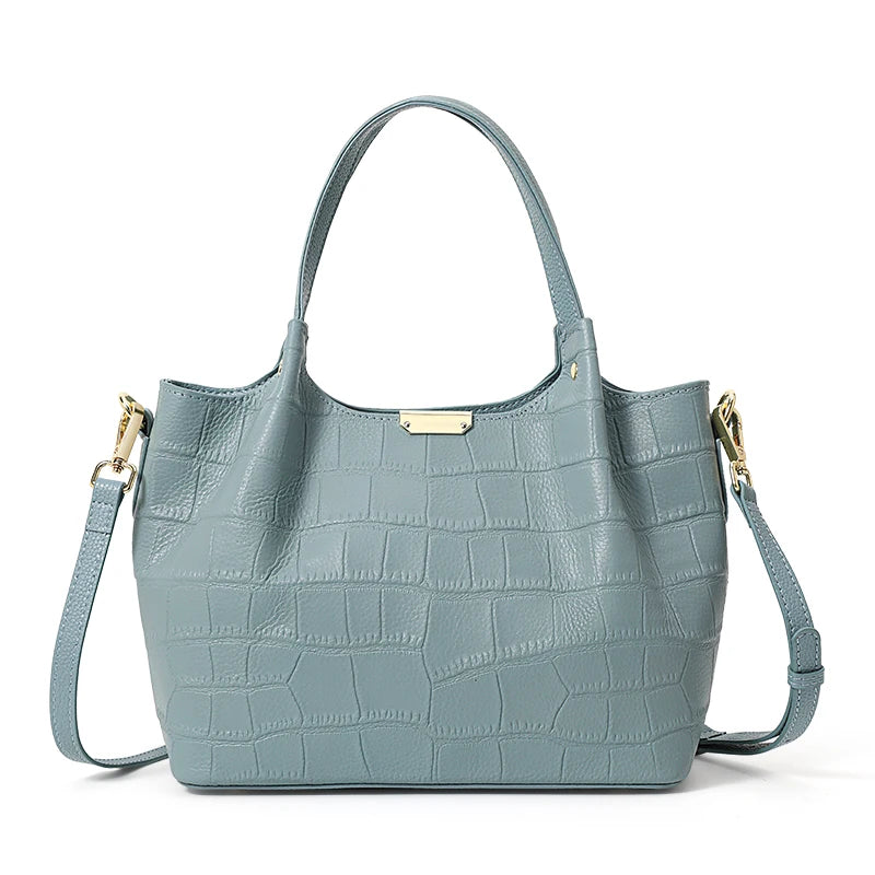 crocodile pattern leather handbag, view 2 - MRSLM