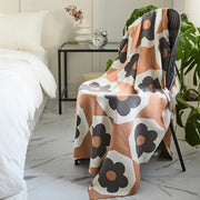 floral knitted cotton throw blanket, view 3 - MRSLM