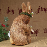 Mother and child rabbit grass woven decor, view 2 - MRSLM