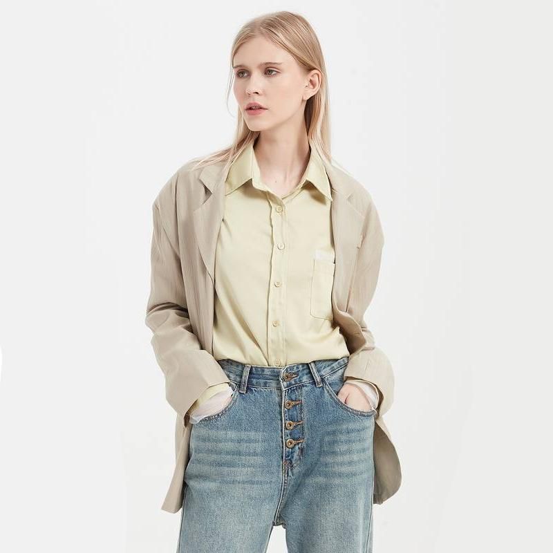 elegant khaki blazer for women, view 2 - MRSLM
