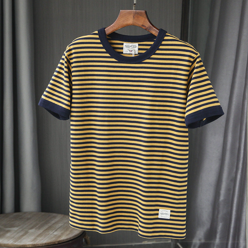 Retro striped cotton T-shirt, view 7 - MRSLM