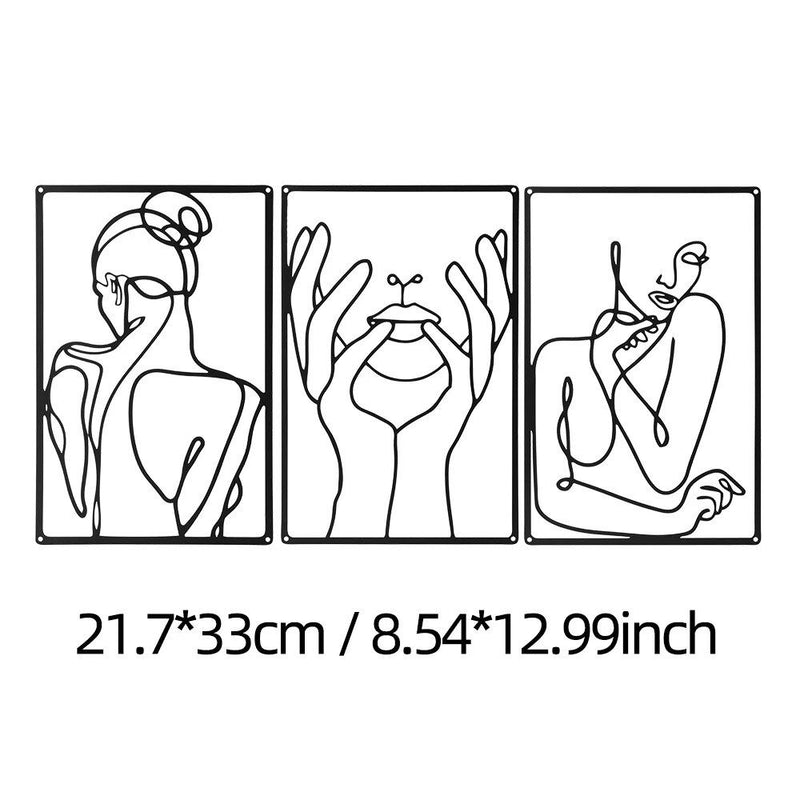 minimalist abstract woman metal wall art set, view 2 - MRSLM