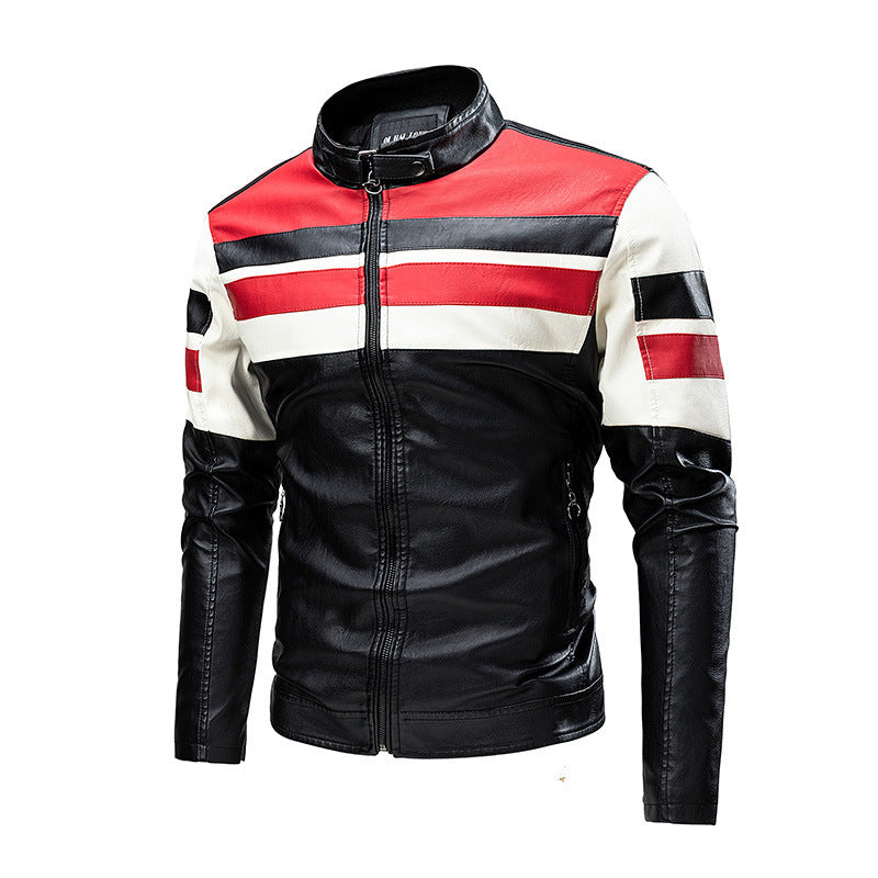 Men's retro motorcycle PU leather jacket, view 2 - MRSLM